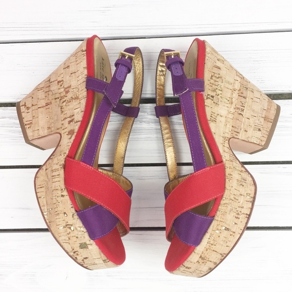 Kate Spade Red Purple Strappy Platform Sandals 8 - Picture 4 of 8